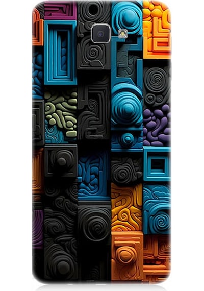 Samsung Galaxy J7 Prime Uyumlu Silikon Kılıf Renkli Kareler Ve Spiraller