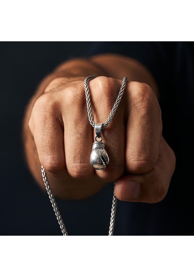 925 Ayar Gümüş Boks Eldiveni Kolye, Minimalist Boxing Glove Erkek Kolyesi, Sporcu Ve Boksörlere Özel Silver Kolye