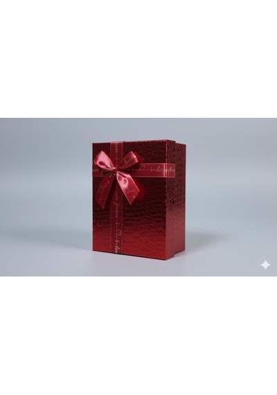 Lüks Dokulu Büyük Boy Hediye Kutusu - Kırmızı, "love" Kurdeleli 23x16x9 Cm Sku: Zeusstk01b03ee32b ---