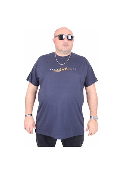 Moc Grande Mocgrande Erkek Büyük Beden Sıfır Yaka Tişört Lets Get Going 25175 Lacıvert Lacivert