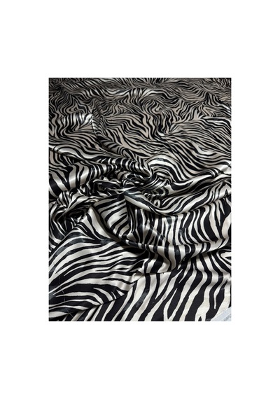 İpek Floş Saten Kumaş Parlak Dökümlü Polyestersiz Elbiselik 150 Cm En 3000 -4 Zebra