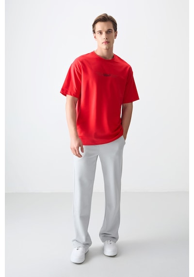 Air Jones Tommy Life Fiesta Pamuklu Kalın Yumuşak Dokulu Oversize Fit Baskılı Erkek T-shirt - 88374 Kirmizi Air Jones Tommy Life Fiesta Pamuklu Kalın Yumuşak Dokulu Oversize Fit Baskılı Erkek T-shirt - 88374 Kirmizi