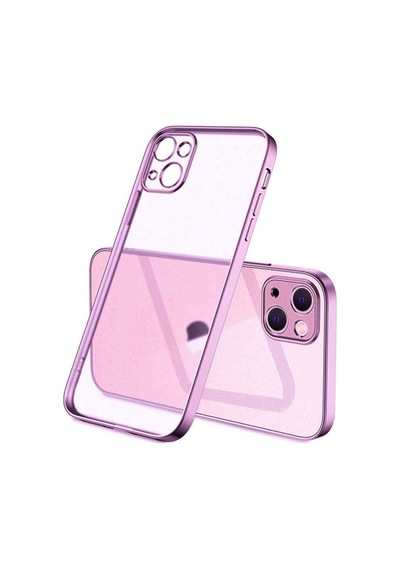 Apple Uyumlu iPhone 13 6.1Inç Renkli Kenar Seffaf Kilif Kamera Korumali Silik 283750535 - Renk / Kirmizi