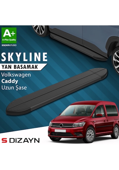 S-dizayn Vw Caddy 3 Uzun Şase Skyline Siyah Yan Basamak 223 Cm 2004-2020 A+ Kalite