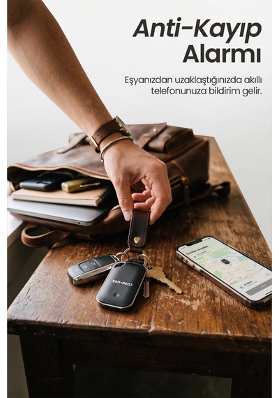 Ven-dens Vd-tag004 Find My Uyumlu Bluetooth Eşya Takip Etiketi, Anahtar Ve Bagaj, Siyah
