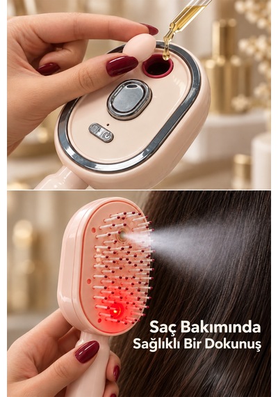 Antistatik Bakım Yağları İle Kullanıma Uygun Spreyli Elektrikli Saç Tarağı