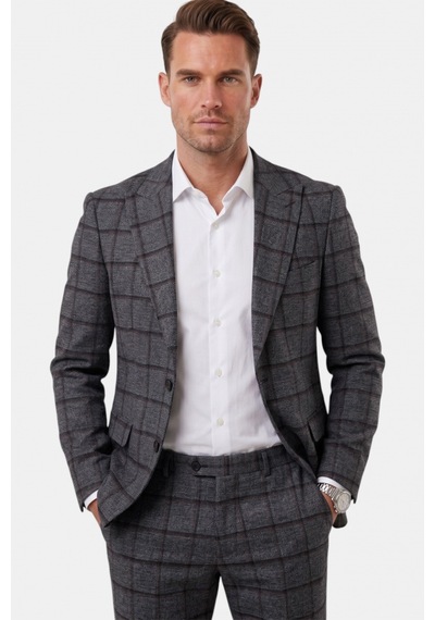Deepsea Antrasit Kare Desenli Slim Fit Erkek Takım Elbise Çift Düğme Çift Yırtmaç 2 Li Takım 2601812 Deepsea Antrasit Kare Desenli Slim Fit Erkek Takım Elbise Çift Düğme Çift Yırtmaç 2 Li Takım 2601812