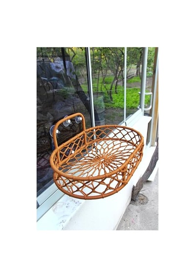 Macrame Kedi Hamağı, Pencere Kenarına Monte Edilebilir, Gri Açık Gri
