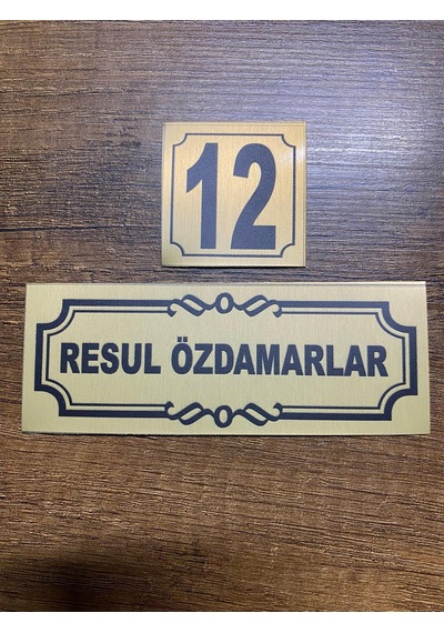 Kapı İsimliği Klasik Ev Dış Kapı İsimliği Çelik Kapı İsimliği Gold0025