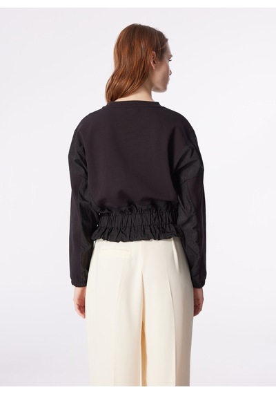 Fabrika Siyah Kadın Bisiklet Yaka Geniş Fit Sweatshirt F4sl-swt0294