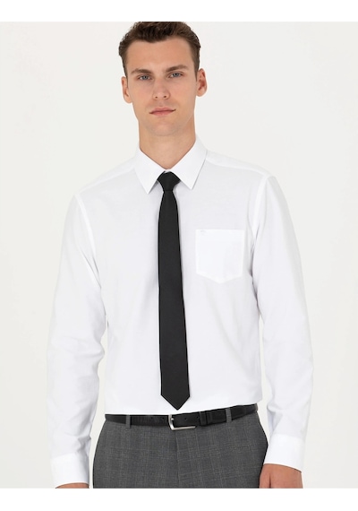 Pierre Cardin Beyaz Regular Fit Uzun Kollu Basic Gömlek Beyaz