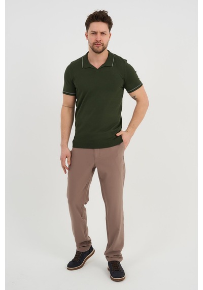 Alexander Gardi Alexandergardı Resort Yaka Triko T-shirt Haki