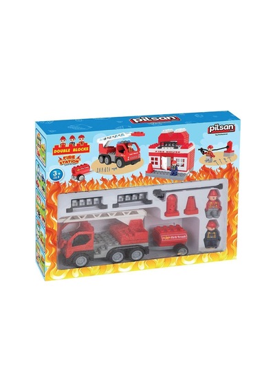 03 610 Double Blocks İtfaiye Seti -pilsan Oyuncak