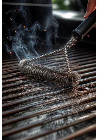 Barbekü Ve Mangal Temizleme Fırçası, Izgara Teli Ve Pişirme Yüzeyi Temizliği İçin Üçgen Başlıklı Siyah Saplı, 30 X 16,5 Cm