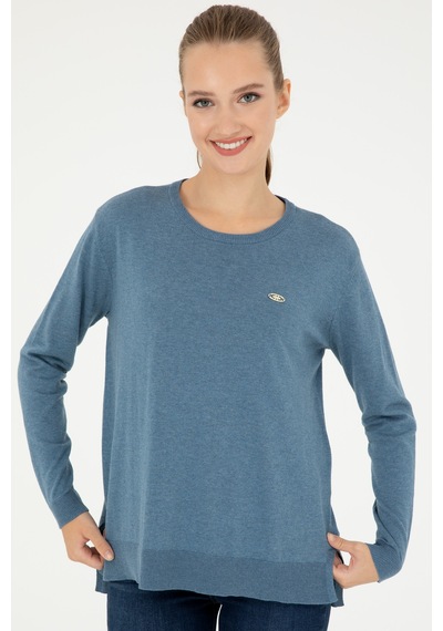 U.S. Polo Assn. Kadın Mavi Bisiklet Yaka Basic Kazak 50293510-VR251 U.S. Polo Assn. Kadın Mavi Bisiklet Yaka Basic Kazak 50293510-VR251