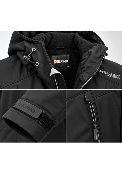 Outdoor Kapüşonlu Su Ve Rüzgar Geçirmez Softshell Mont 7826 Siyah