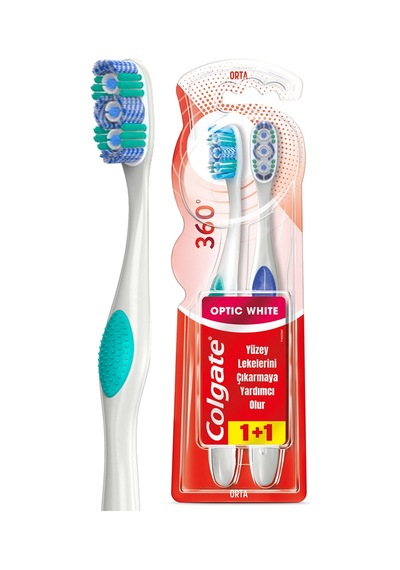 Colgate 360 Optik Beyaz Orta Diş Fırçası 1+1 - 4 Adet Tarı
