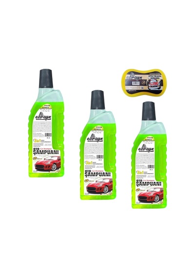 Ebrayn 3 Adet 1 Litre Oto Şampuanı 1 Adet Oto Yıkama Süngeri