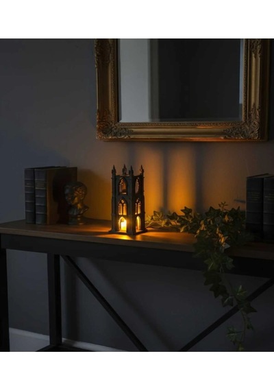 3d Siyah İskandinav Gotik Şato Tasarımlı Dekoratif Led Mumluk Ve Ev Ofis Dekor Biblo