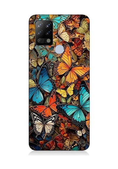 Tecno Pova Uyumlu Pastel Renkli Kelebekler Desenli Silikon Kılıf