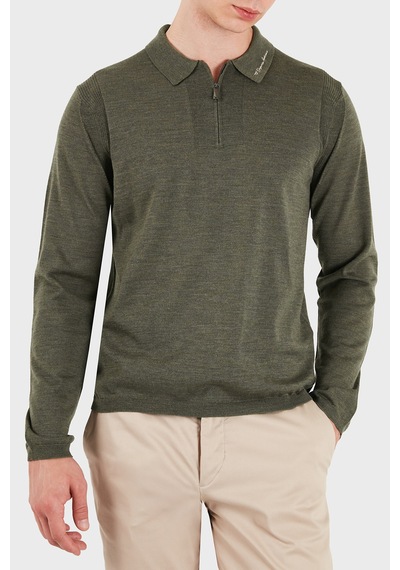 Emporio Armani % 100 Yün Slim Fit Yarım Fermuarlı Polo Yaka Kazak Erkek Polo Yaka Kazak Em006293 Af29815 O7002 Yeşil Melanj Emporio Armani % 100 Yün Slim Fit Yarım Fermuarlı Polo Yaka Kazak Erkek Polo Yaka Kazak Em006293 Af29815 O7002 Yeşil Melanj