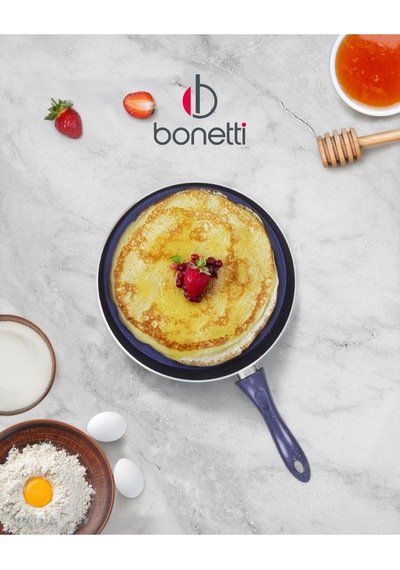 Bonetti Granit 30 Cm Krep Tavası Mor Yanmaz Yapışmaz Gözleme Tavası Mor
