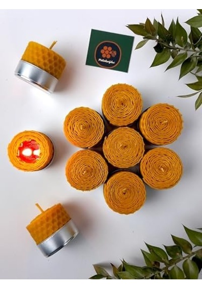 12 Adet Sarma Tealight Mum 3,5cm X3cm Doğal Petek Balmumu Mum Siyah
