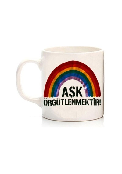 Aşk Örgütlenmektir Iki Tarafı Baskılı Kupa Bardak Çok Renkli