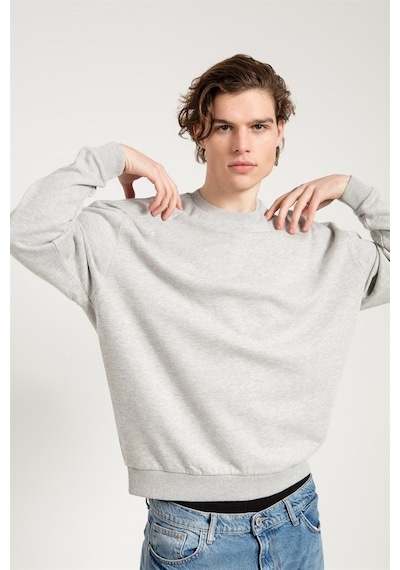 Jahr Marc Oversize Asit Yıkamalı Gri Erkek Sweatshirt Gri
