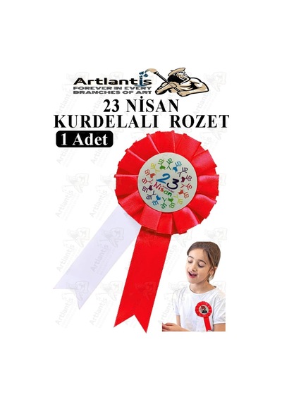 23 Nisan Kurdelalı Rozet 1 Adet Yaka Rozeti Çocuk Bayram Etkinlik 15 Cm Kırmızı