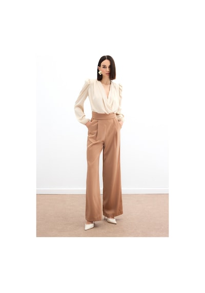 Sateen Cepli Salaş Saten Pantolon - Camel-134234 Camel