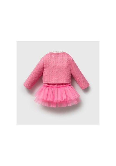Ministok Liva Kız Çocuk Tüvit 3'lü Takım Ceket Gömlek Etek Pembe