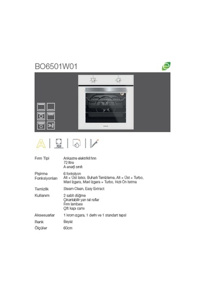 Silverline BO6501W01 - CS5349W01 - 3481 Flam 60 Beyaz Ankastre Set
