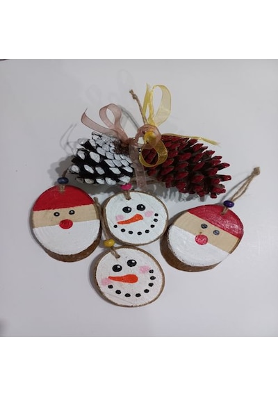 Noelbaba Figürlü Ahşap Yılbaşı Süsü 01