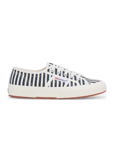Superga 2750 Stripes Print Unisex Beyaz-lacivert Bileksiz Sneaker Beyaz-lacivert-457