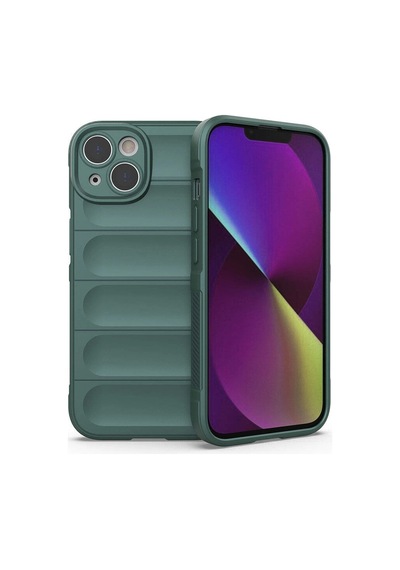 Apple Apple iPhone Uyumlu 14 Kılıf Esnek Tpu Oyuklu Arka Yüzey Tasarımlı Zore Etnik Silikon Kapak Koyu Yeşil