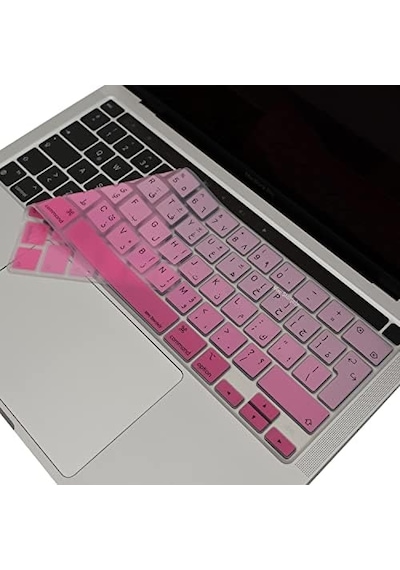 Macbook Pro Arapça Klavye Koruyucu Uk Iso Ters L Enter A2338 M1 M2 A2251 A2289 A2141 Uyumlu Silikon Keyboard Cover Touch Bar Pembe 02058309