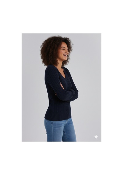 Youknitwear You Riviera %100 Pamuk V Yaka Kadın Kazak V Yakalacivert