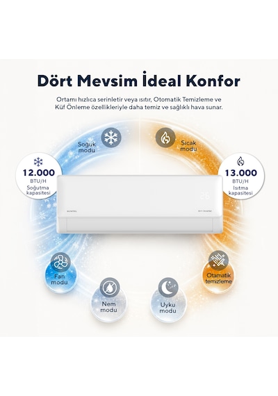 Kumtel Hinoki KMSAC-12 12.000 Btu A++ Inverter Duvar Tipi Split Klima Montaj Dahil