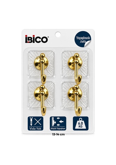 İbico İ17-017 Plastik Askı 6kg 4 Adet Gold Krom Görünüm - 30'li Paket