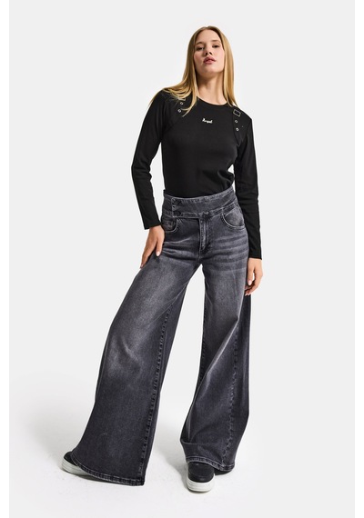 Itsbasic Kadın Füme 4s6-14 Palazzo Fit Kemer Detaylı Elastan Kumaş Denim Jean Itsbasic Kadın Füme 4s6-14 Palazzo Fit Kemer Detaylı Elastan Kumaş Denim Jean