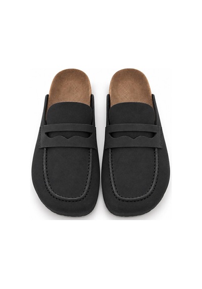 Dad Wolf Dadwolf Naples Wrapped 1029675 Loafer Terlik Mantar Taban Hafif Kaymaz Rahat Arkası Açık Günlük Mako Siyah