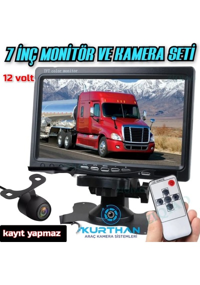 7 İnç Monitör Ve 1 Adet Kelebek Kamera Seti Kayıt Yapmaz 12 Volt