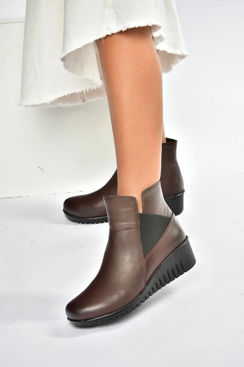 Fox Shoes V324221103 Kahverengi Hakiki Deri Klasik Kadın Bot Kahverengi-hakiki Deri