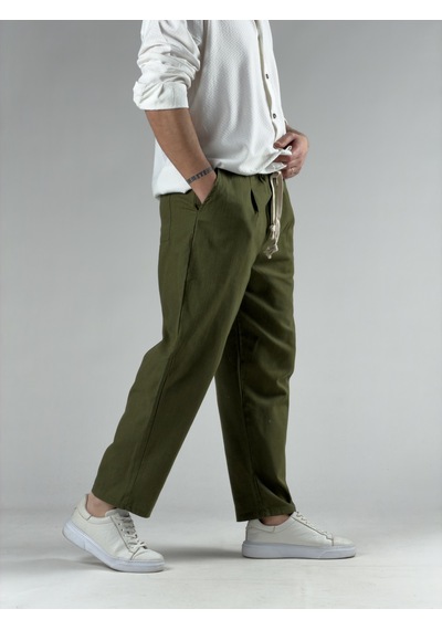 Cocopelli Haki Erkek Keten Pantolon Coc3031