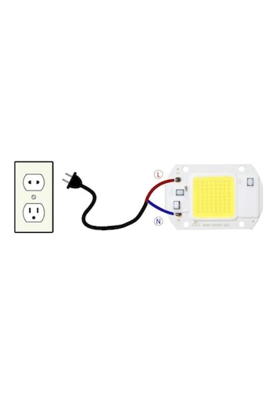 Mlsemfaelektronik-Beyaz 220V Projektör Cob Led 50W Driver Çipli