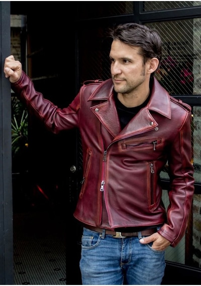 Nyc Giyim Tekstil & Deri Silme Hakiki Koyun Derisi Bordo Renk Biker Mont Bordo