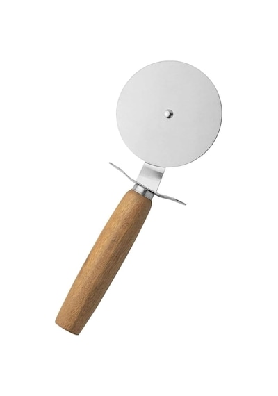 Pizza Kesici Ahşap Saplı Paslanmaz Çelik, Yuvarlak Bıçaklı Pizza Dilimleyici Ergonomik, Dayanıklı, Şık Tasarım