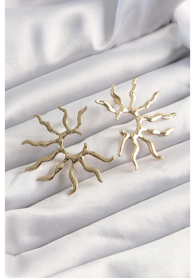 Gold Renk Yarım Güneş Küpe - Ebj241123w28283 Bakır