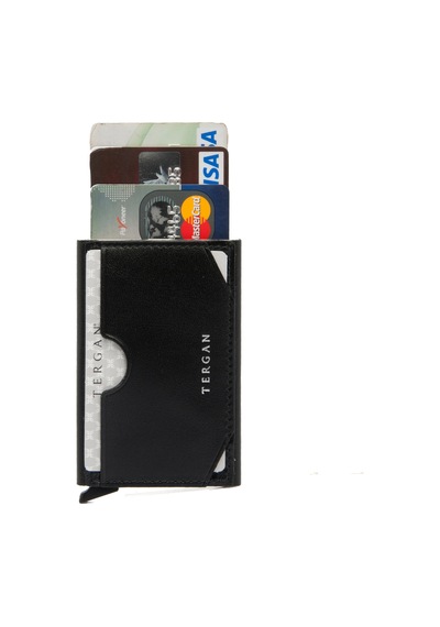 Tergan Siyah Deri Unisex Kredi Kartlık 0260b06 Siyah